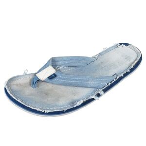 Margaritaville Men's Size 11 Blue Canvas Flip Flop Sandals Casual Beach Comfort